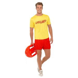 Baywatch Mens Lifeguard Beach Costume / Yellow/Red